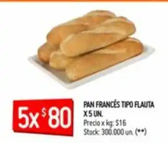 Changomas Pan Francés Tipo Flauta x 5un oferta