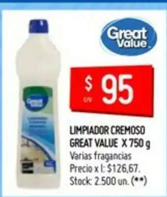 Changomas Great Value Limpiador Cremoso x 750g oferta