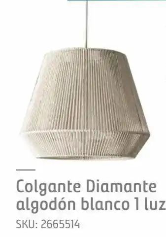 Colgante diamante algodon blanco 1 luz