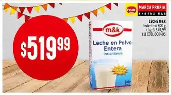 Makro Leche en polvo m&k 800g oferta