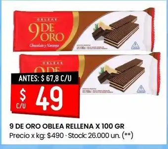 Changomas 9 de oro oblea rellena x 100 gr oferta