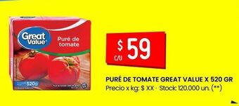 Changomas Puré de tomate great value x 520 gr oferta