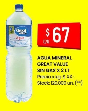 Changomas Agua mineral great value sin gas x 2 lt oferta