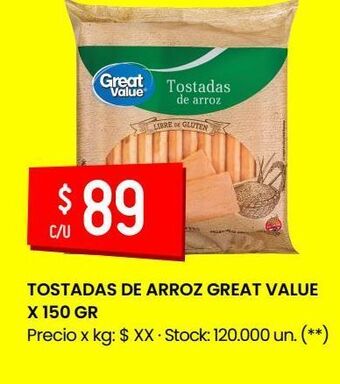 Changomas Tostadas de arroz great value x 150 gr oferta