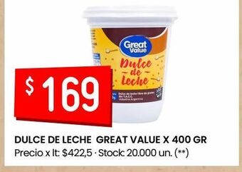 Changomas Dulce de leche great value x 400 gr oferta