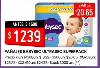 Changomas Pañales babysec ultrasec superpack oferta
