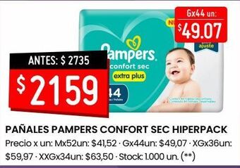 Changomas Pañales pampers confort sec hiperpack oferta