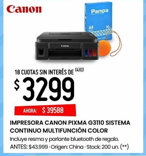 Impresora canon pixma g3110 sistema continuo multifunción color oferta en  Changomas