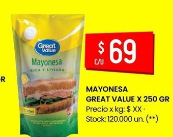 Walmart Mayonesa great value x 250 gr oferta