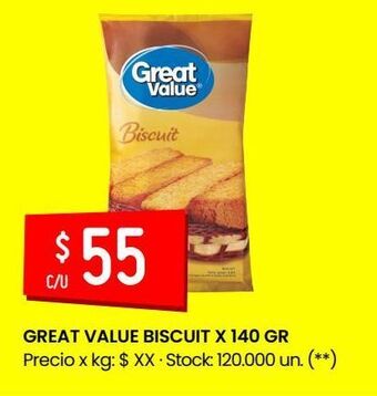 Walmart Great value biscuit x 140 gr oferta