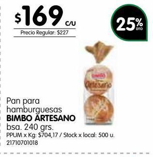 Jumbo Pan de hamburguesa bimbo artesano 240g oferta