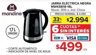 Carrefour Mandine Jarra Eléctrica Negra MWK8818-18L oferta