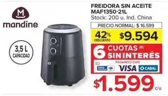 Carrefour Mandine Freidora Sin Aceite MAF1350-21L oferta