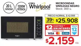Carrefour Whirlpool Microondas WMS20AS Negro oferta