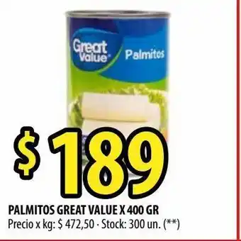 Punto Mayorista Palmitos great value x 400 gr oferta