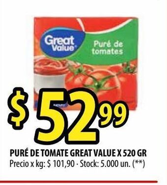 Punto Mayorista Puré de tomate great value x 520 gr oferta