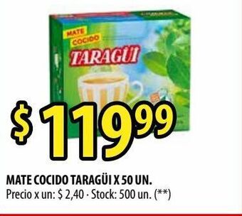 Punto Mayorista Mate cocido taragüi x 50 un. oferta