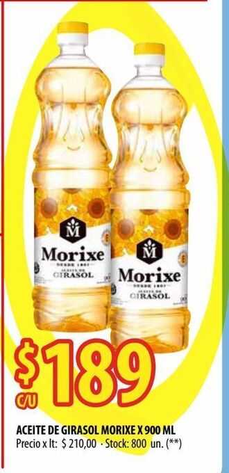 Punto Mayorista Aceite de girasol morixe x 900 ml oferta