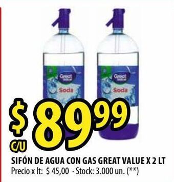 Punto Mayorista Sifón de agua con gas great value x 2 lt oferta