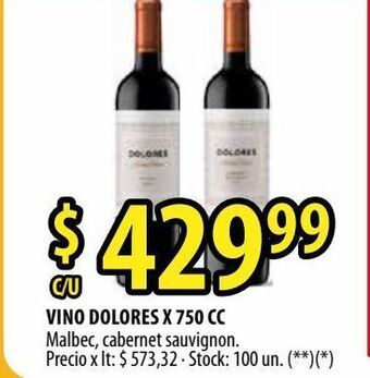 Punto Mayorista Vino dolores x 750 cc oferta
