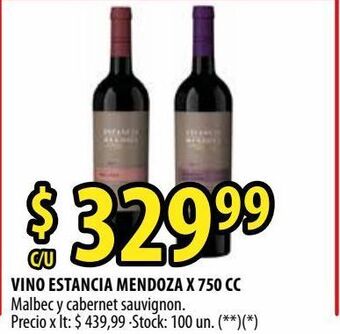 Punto Mayorista Vino estancia mendoza x 750 cc oferta