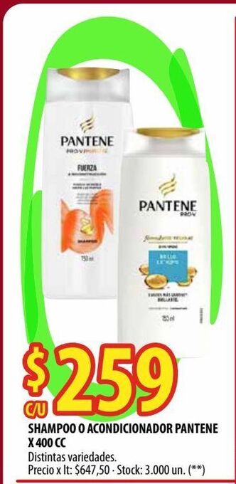 Punto Mayorista Shampoo o acondicionador pantene x 400 cc oferta