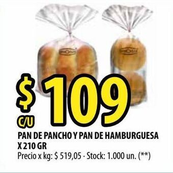 Punto Mayorista Pan de pancho y pan de hamburguesa x 210 gr oferta