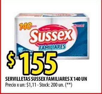 Punto Mayorista Servilletas sussex familiares x 140 un oferta