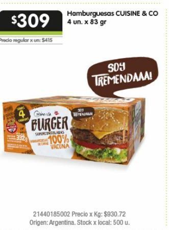 Jumbo Hamburguesas cuisine & co oferta