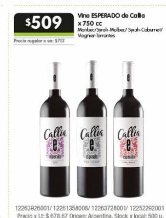 Jumbo Vino callia oferta