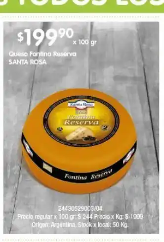 Jumbo Queso fortina reserva santa rosa oferta