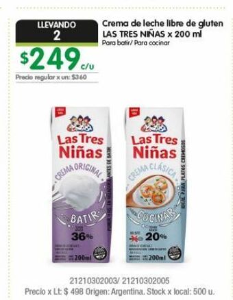 Jumbo Crema de leche las tres niñas oferta