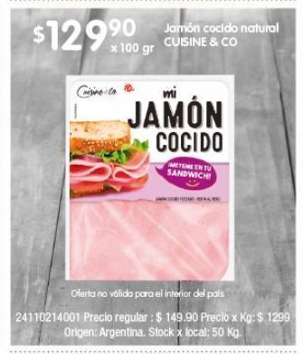 Disco Jamón cocido natural cuisine & co 100g oferta