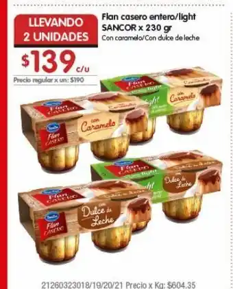 Disco Flan casero sancor 250g oferta