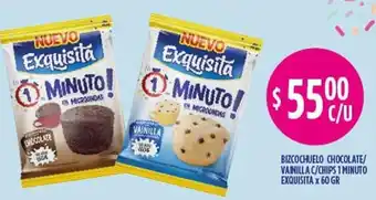 Supermercados Toledo Exquisita Bizcochuelo Chocolate/Vainilla C/chips 1 minuto x 60gr oferta