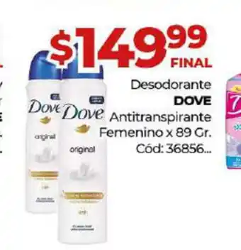 Diarco Dove Desodorante Antitranspirante Femenino x 89 Gr oferta