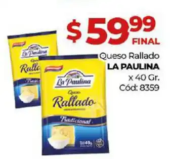 Diarco La Paulina Queso Rallado x 40 gr oferta
