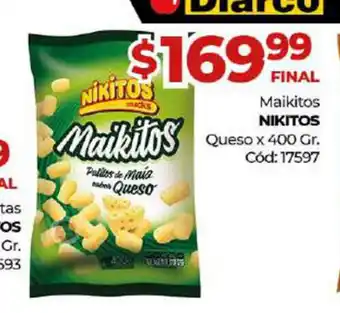 Diarco Nikitos Maikitos Queso x 400 gr oferta