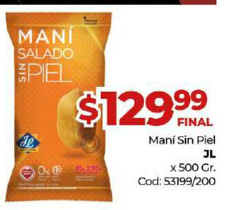 Diarco JL Maní Sin Piel x 500 gr oferta