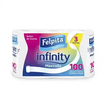 Carrefour Rollo de cocina doble hoja felpita infinity 3 u. x 100 hojas oferta