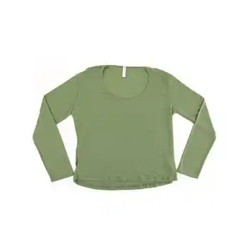 Coto Remera manga larga pana viscosa color verde militar talle s oferta