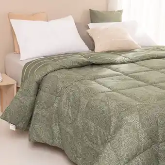 Plumón sintético queen size reversible mandala