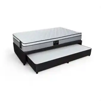Sommier Center Diván cama 1 plaza y media (100x200x24) squad ecocuero negro con eternity euro oferta