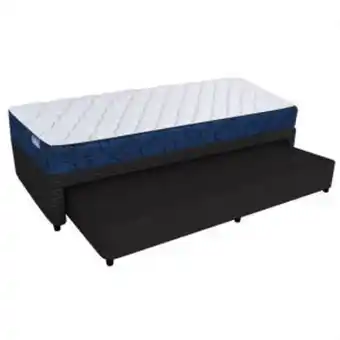 Sommier Center Diván cama 1 plaza y media (90x190x24) squad jackard negro con delta resorte oferta