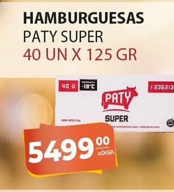 El Milagro Mayorista Hamburguesas Paty Super 40 Un x 125 Gr oferta