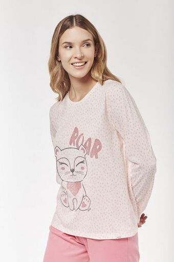 Promesse Pijama remera manga larga y cigarette - cheetah oferta