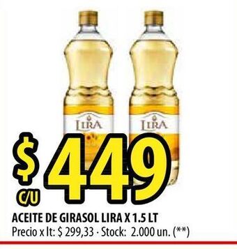 Punto Mayorista Aceite de girasol lira x 1.5 lt oferta