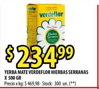 Punto Mayorista Yerba mate verdeflor hierbas serranas x 500 gr oferta