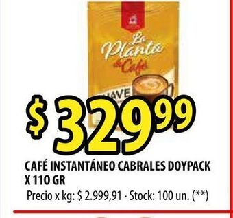 Punto Mayorista Café instantáneo cabrales doypack x 11o gr oferta