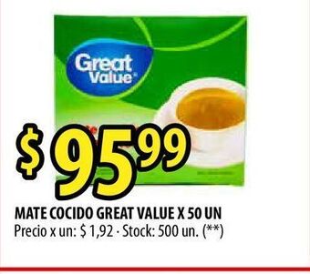 Punto Mayorista Mate cocido great value x 50 un oferta